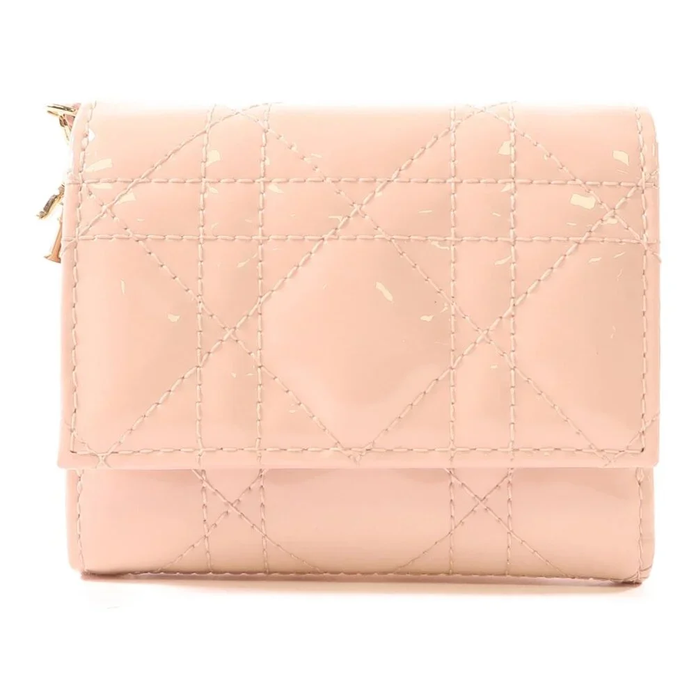 ❤️Authentic CHRISTIAN DIOR CD GHW Lady Dior Lotus Wallet❤️